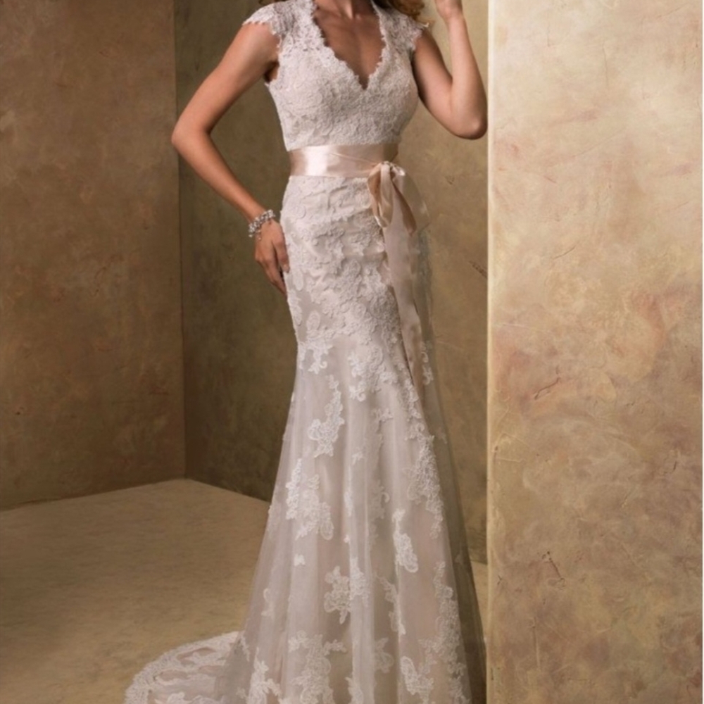 Maggie Sottero Lace Wedding Dress in Cream